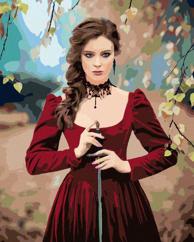 Malování podle čísel Portrét gotická dívka v lese, 40x50 cm, bez rámu a bez vypnutí plátna
