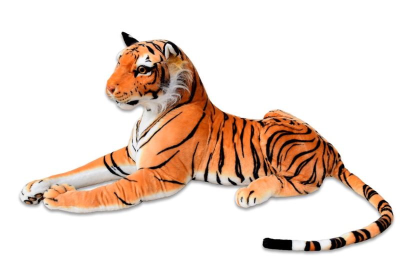 Velký plyšový tygr ležící, délka 170cm, oranžový