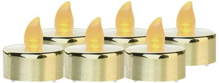 LED svíčka EMOS LED dekorace – 6x čajová svíčka zlatá, 6x CR2032, vnitřní, vintage