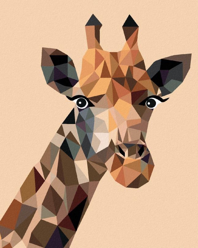 Malování podle čísel Abstraktní žirafa na oranžovém pozadí, 80x100 cm, bez rámu a bez vypnutí plátna