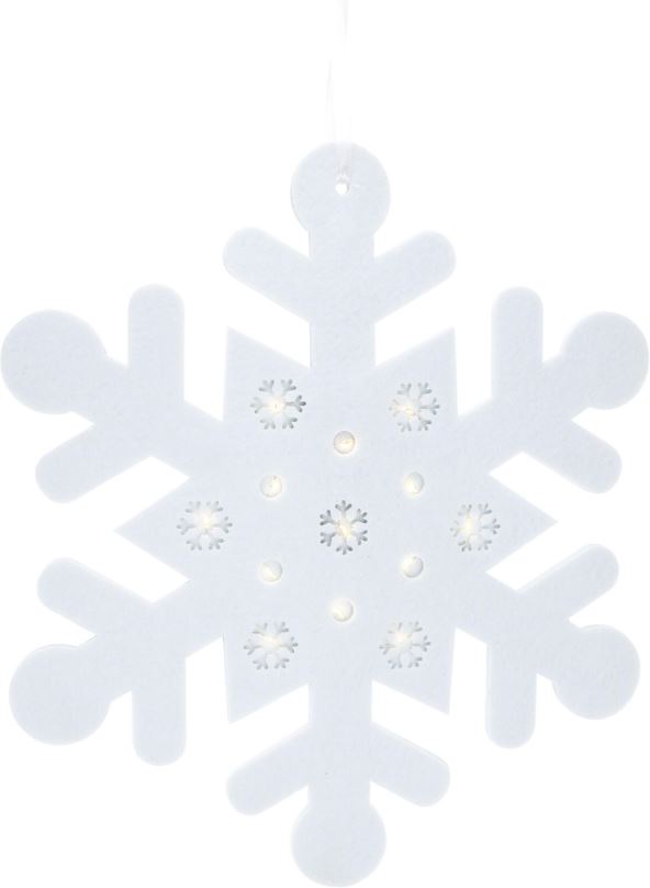 Vánoční osvětlení H&L Sněhová vločka LED Hangdeco, 35 cm, filc, bílá