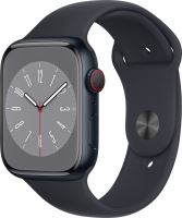 Chytré hodinky Apple Watch Series 8 45mm Cellular Temně inkoustový hliník s temně inkoustovým sportovním řemínkem