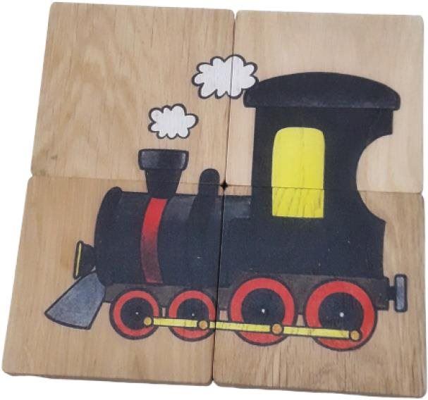 Dřevěné puzzle T-Wood puzzle mašinka/sněhulák - 4 dílky