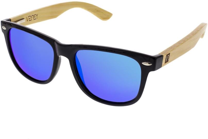 Sluneční brýle VeyRey Dřevěné polarizační sluneční brýle hranaté Conifer modrá skla