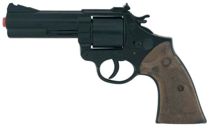 Dětská pistole Policejní revolver černý kovový 12 ran