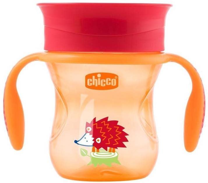 Dětský hrnek Chicco hrneček Perfect 360 s držadly 200 ml, oranžový 12 m+