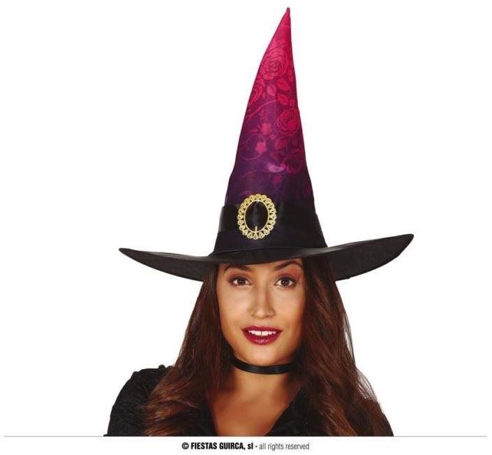 Doplněk ke kostýmu Guirca Čarodějnický klobouk pro dospělé, černorůžový
