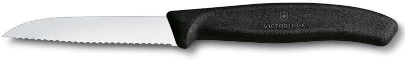 Kuchyňský nůž Victorinox nůž na zeleninu se zaoblenou špičkou a vlnkovaným ostřím 8 cm černý