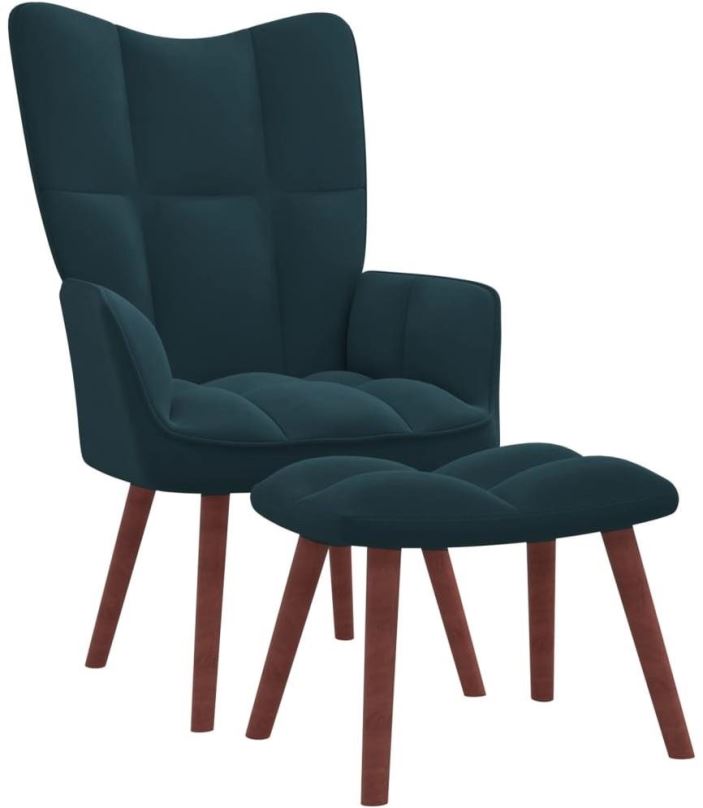 Křeslo Relaxační křeslo se stoličkou modré samet , 328072