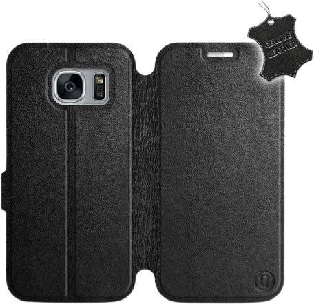 Kryt na mobil Flip pouzdro na mobil Samsung Galaxy S7 Edge - Černé - kožené - Black Leather