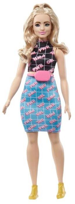 Panenka Barbie Modelka - Černo-Modré Šaty S Ledvinkou