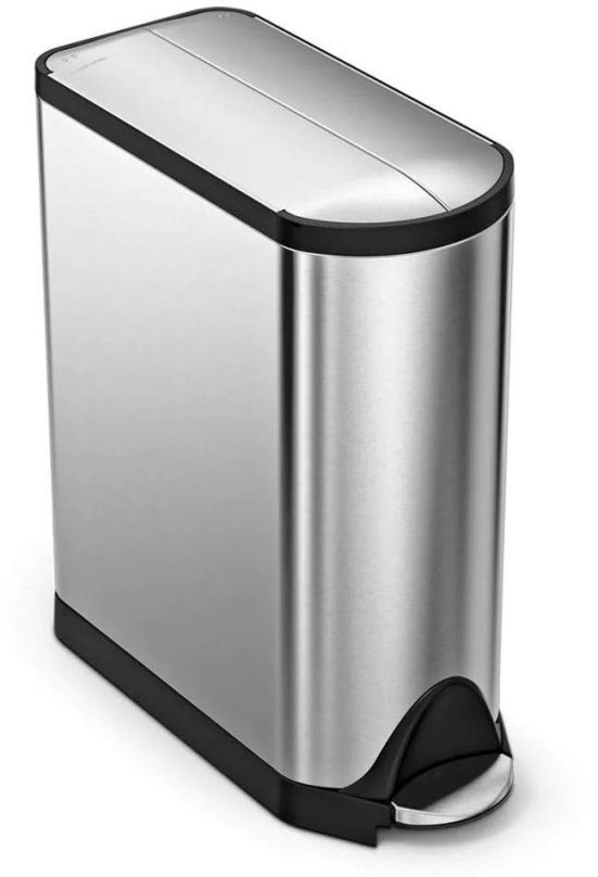 Pedálový odpadkový koš na tříděný odpad, Simplehuman – 40l (20/20), butterfly, matná ocel