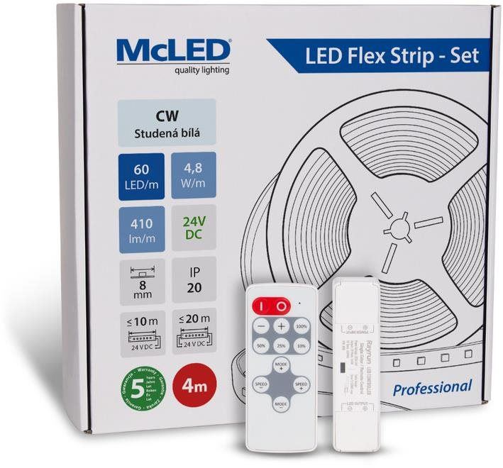 LED pásek McLED Set LED pásek 4 m s ovladačem, CW, 4,8 W/m