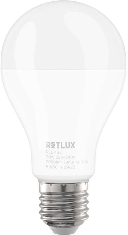 LED žárovka RETLUX RLL 463 A67 E27 bulb 20W CW