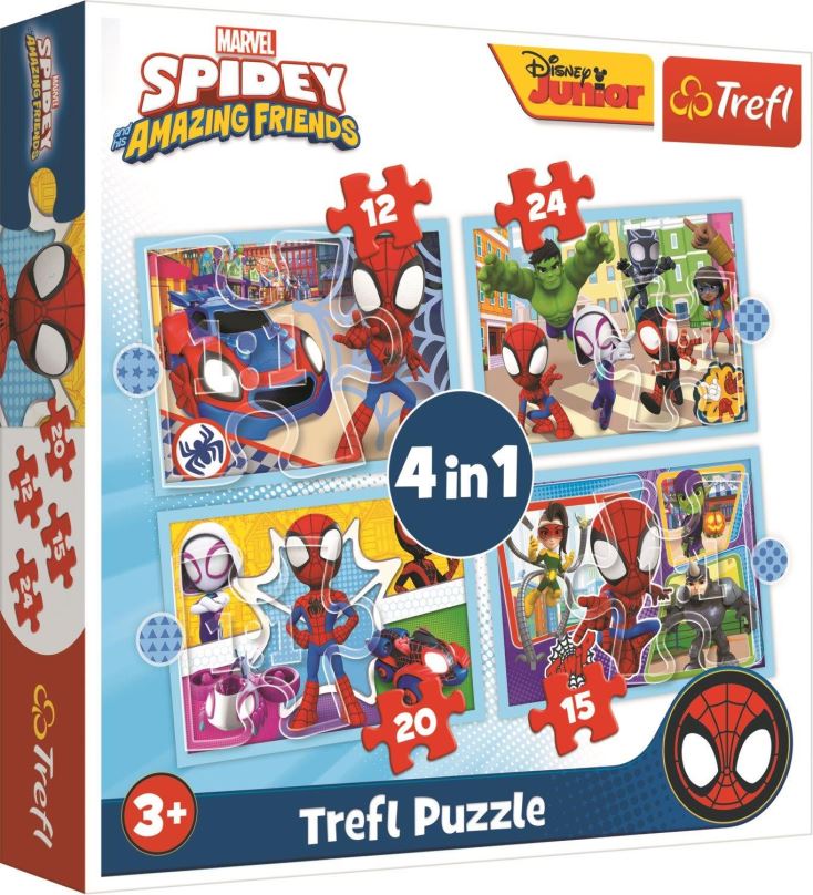 Puzzle Trefl Puzzle Spidey a jeho úžasní přátelé 4v1 (12,15,20,24 dílků)