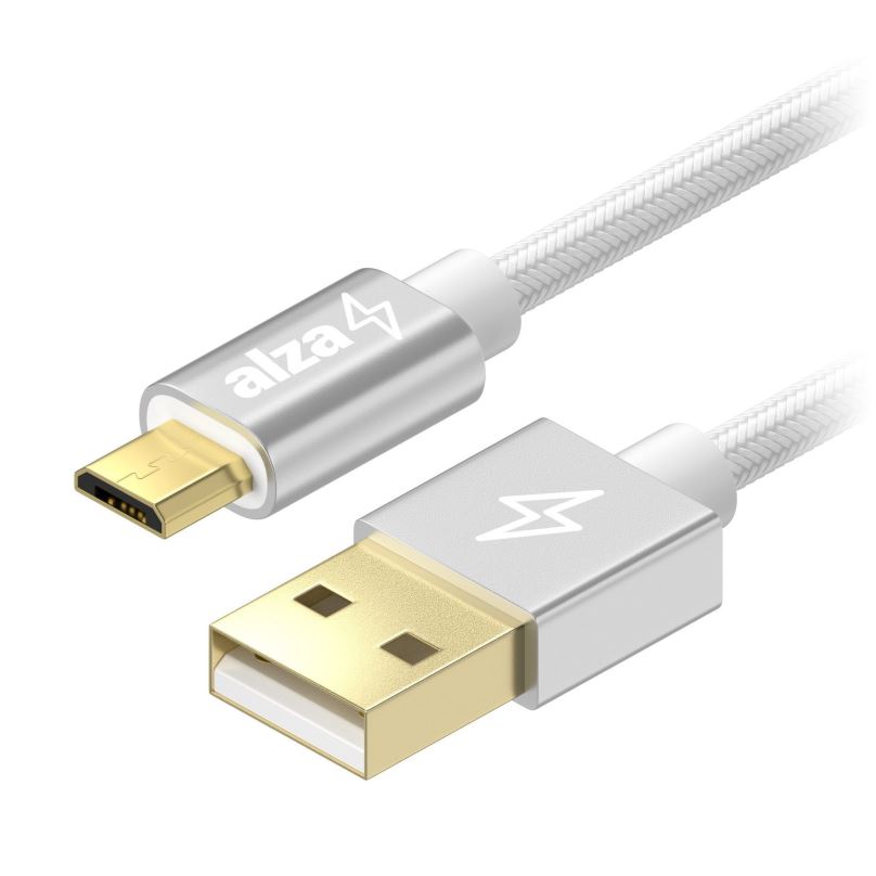 Datový kabel AlzaPower AluCore USB-A to Micro USB 2m stříbrný