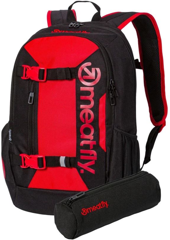Městský batoh Meatfly Basejumper batoh, Red / Black, 22 L + penál zdarma