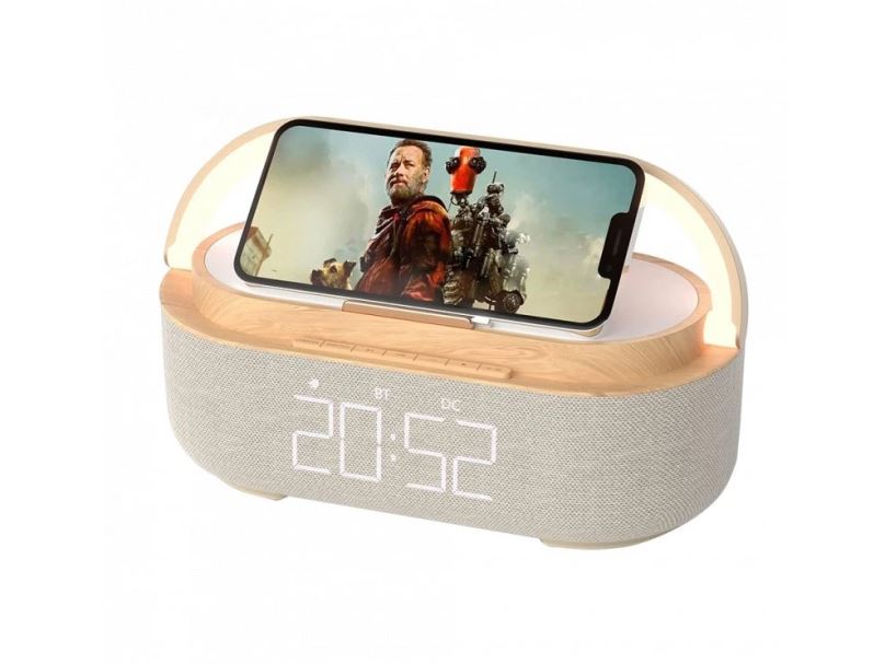 Multifunkční zařízení WG, bezdrátová nabíječka, rádio, bluetooth reproduktor, lampa