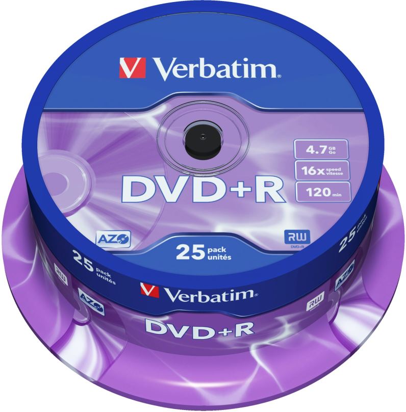 Média VERBATIM DVD+R AZO 4,7GB, 16x, spindle 25 ks