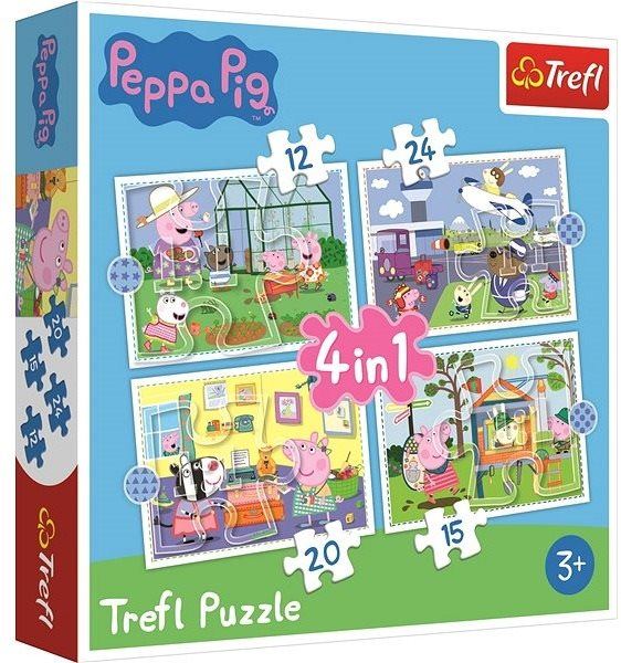 Puzzle Puzzle Prasátko Peppa: Vzpomínky na prázdniny 4v1 (12,15,20,24 dílků)