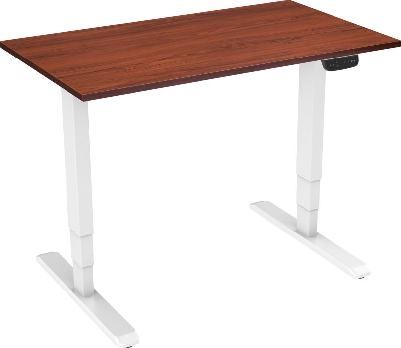 Výškově nastavitelný stůl AlzaErgo Table ET1 NewGen bílý + deska TTE-12 120x80cm hnědá dýha