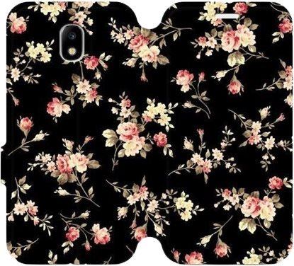 Kryt na mobil Flipové pouzdro na mobil Samsung Galaxy J5 2017 - VD02S Květy na černé