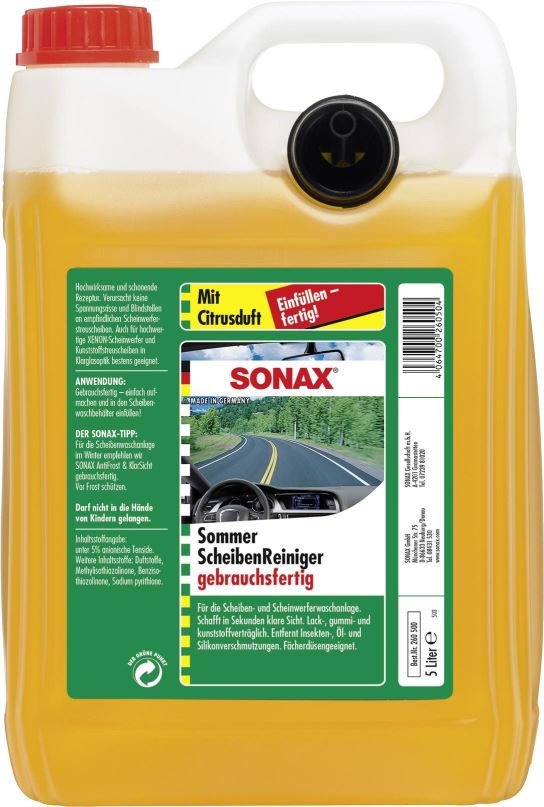 Voda do ostřikovačů SONAX Letní kapalina do ostřikovačů - Lemon Rocks - k přímému použití 5l