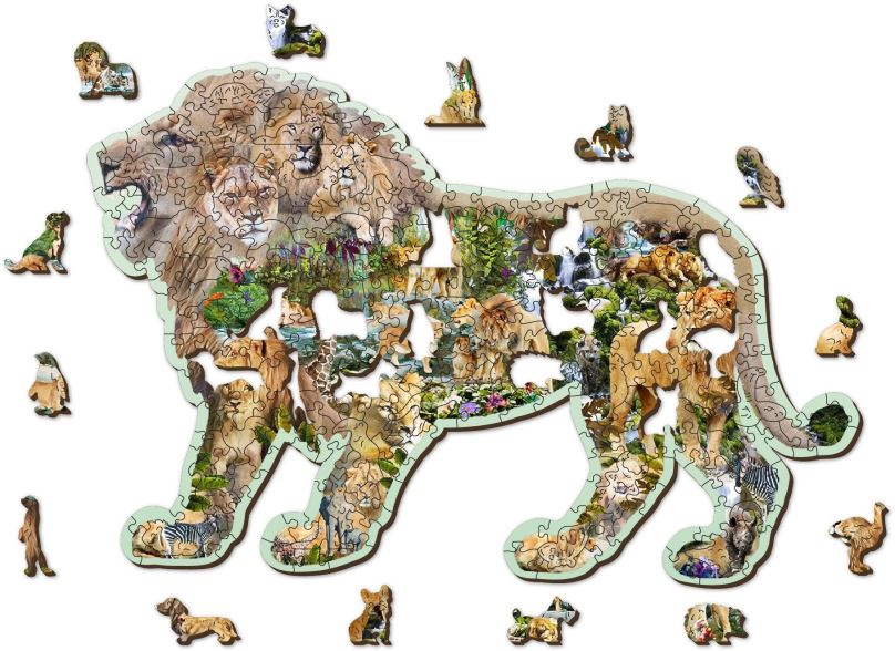 Puzzle Woden City Dřevěné puzzle Řvoucí lev 250 dílků eko