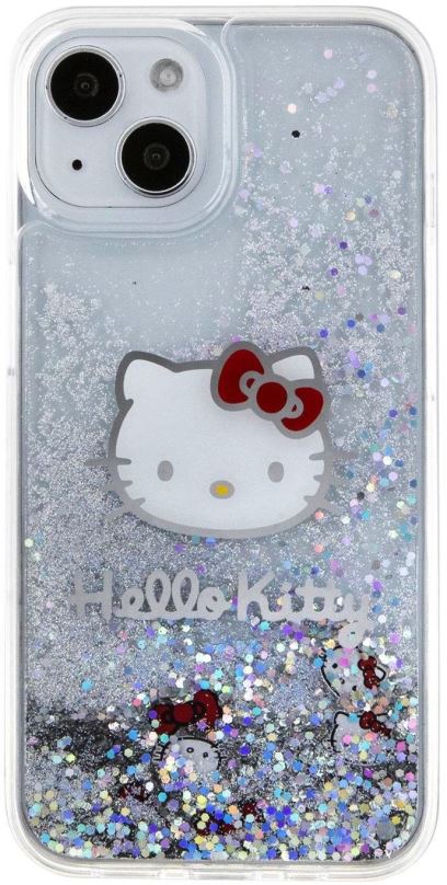 Kryt na mobil Hello Kitty Liquid Glitter Electroplating Head Logo Zadní Kryt pro iPhone 15 Transparent