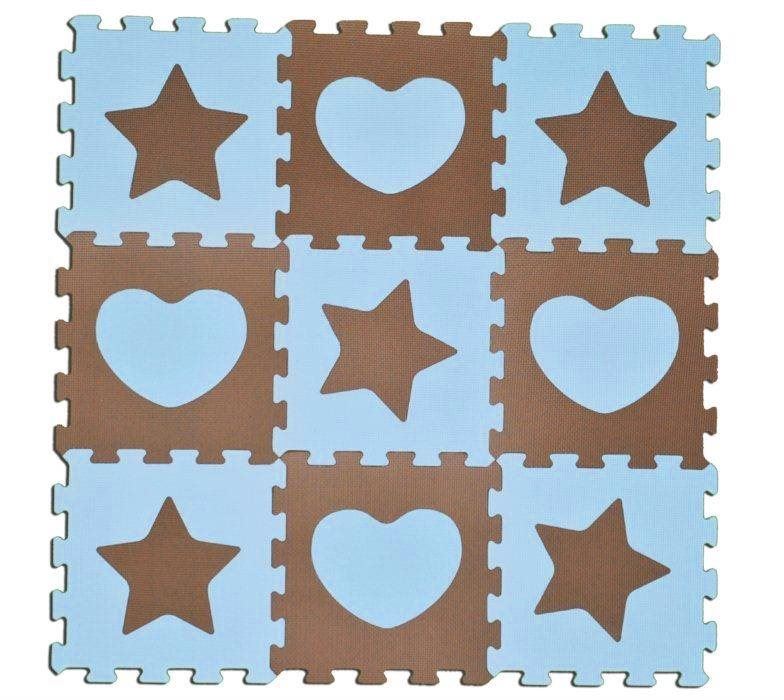 Pěnové puzzle Sun Ta Toys Pěnové puzzle Hvězdy a srdce modré S4 (30x30)