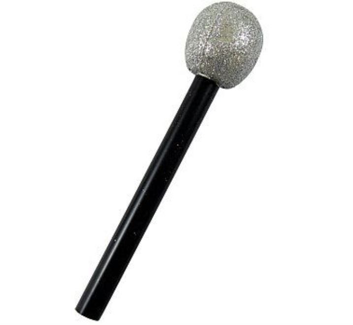 Doplněk ke kostýmu Mikrofon Stříbrný - Disco - 26 cm
