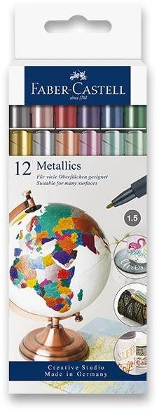 Popisovače FABER-CASTELL v metalických barvách, 12 barev