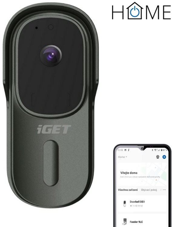Videozvonek iGET HOME Doorbell DS1 Anthracite - bateriový WiFi video zvonek s FullHD přenosem obrazu a zvuku
