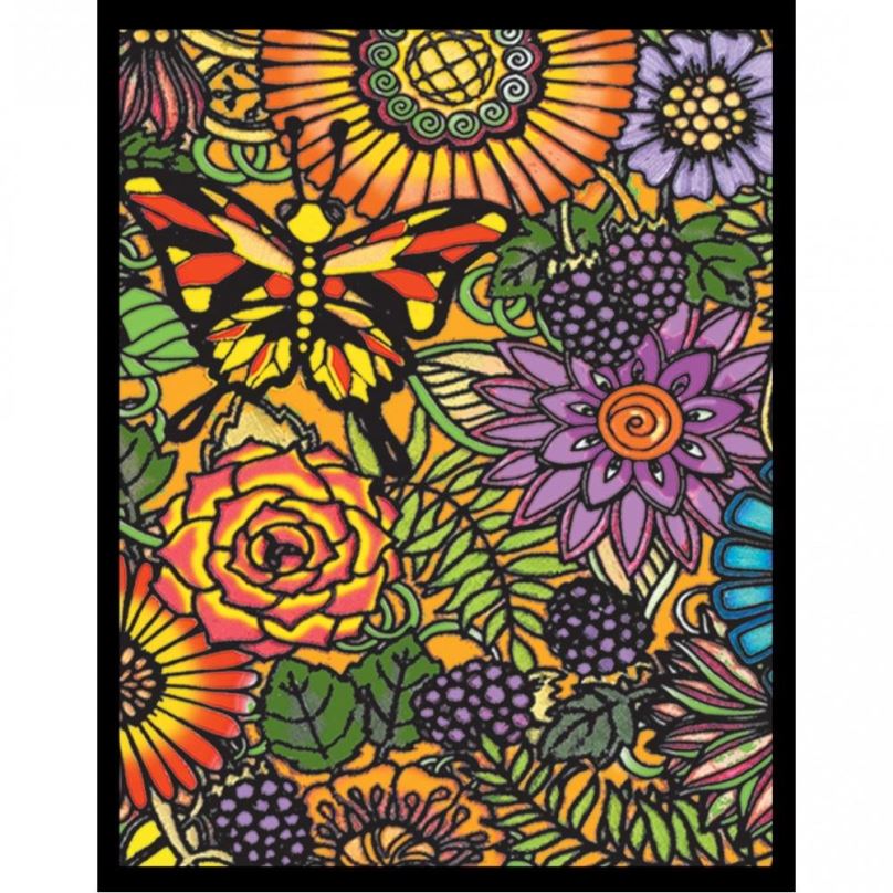 Omalovánky Colorvelvet Sametový obrázek Motýl s květinami