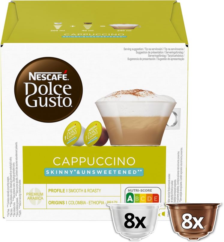 Kávové kapsle NESCAFÉ® Dolce Gusto® Cappuccino Skinny Unsweetened - 16 kapslí (8 porcí)