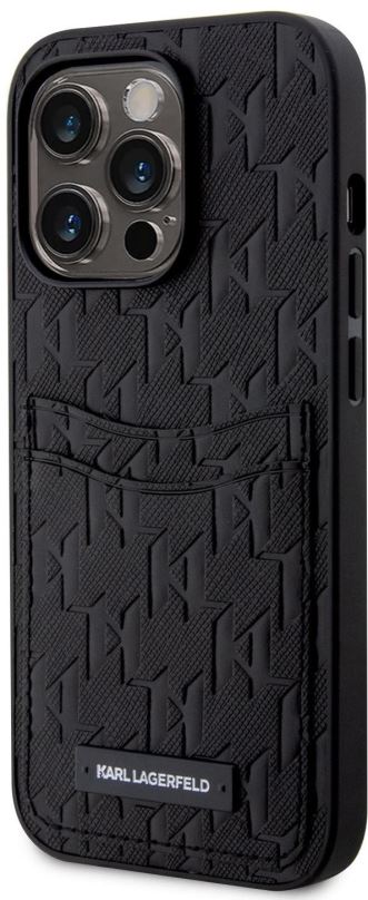Kryt na mobil Karl Lagerfeld Saffiano Monogram Card Slot Zadní Kryt pro iPhone 13 Pro Max Black