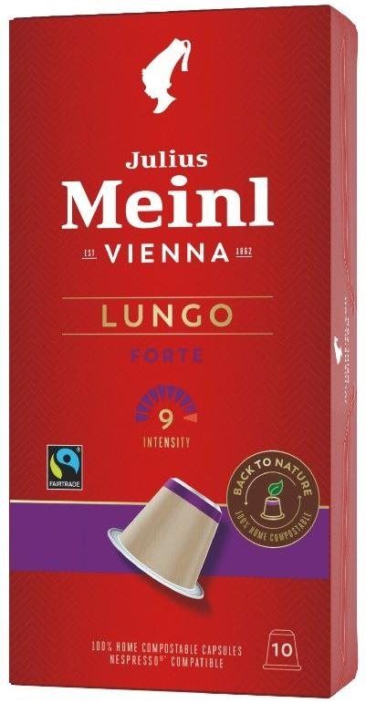 Kávové kapsle Julius Meinl Nespresso kompostovatelné kapsle Lungo Forte (10x 5.6 g / box)
