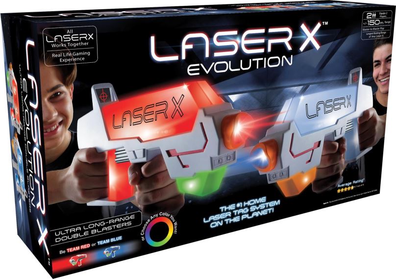 Laserová pistole Laser X Long Range Evolution sada pro 2 hráče - dosah 150 metrů