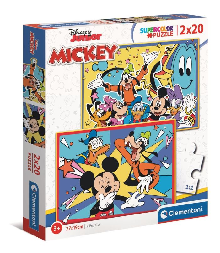 CLEMENTONI Puzzle Mickey se baví s kamarády 2x20 dílků