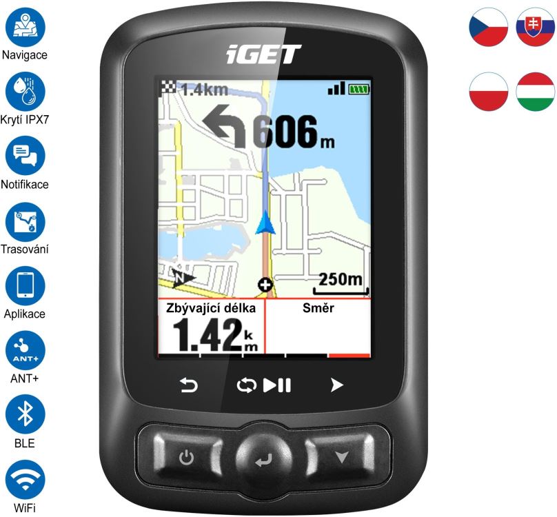 GPS navigace iGET CYCLO C250 GPS, navigace
