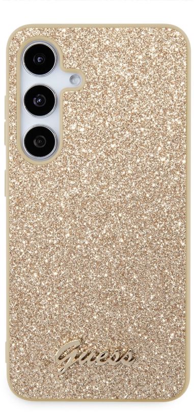 Kryt na mobil Guess PC/TPU Glitter Flakes Metal Logo Zadní Kryt pro Samsung Galaxy S24+ Gold