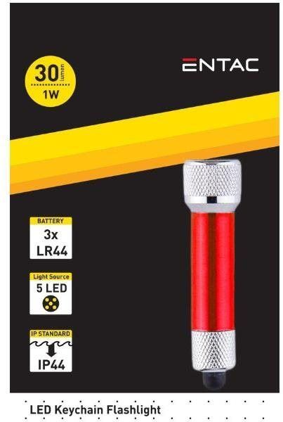LED svítilna Entac LED svítilna na klíče 1W hliník červená