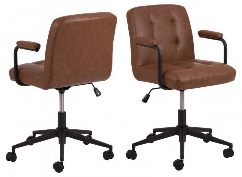 Kancelářská židle DESIGN SCANDINAVIA Cosmo, syntetická kůže, hnědá