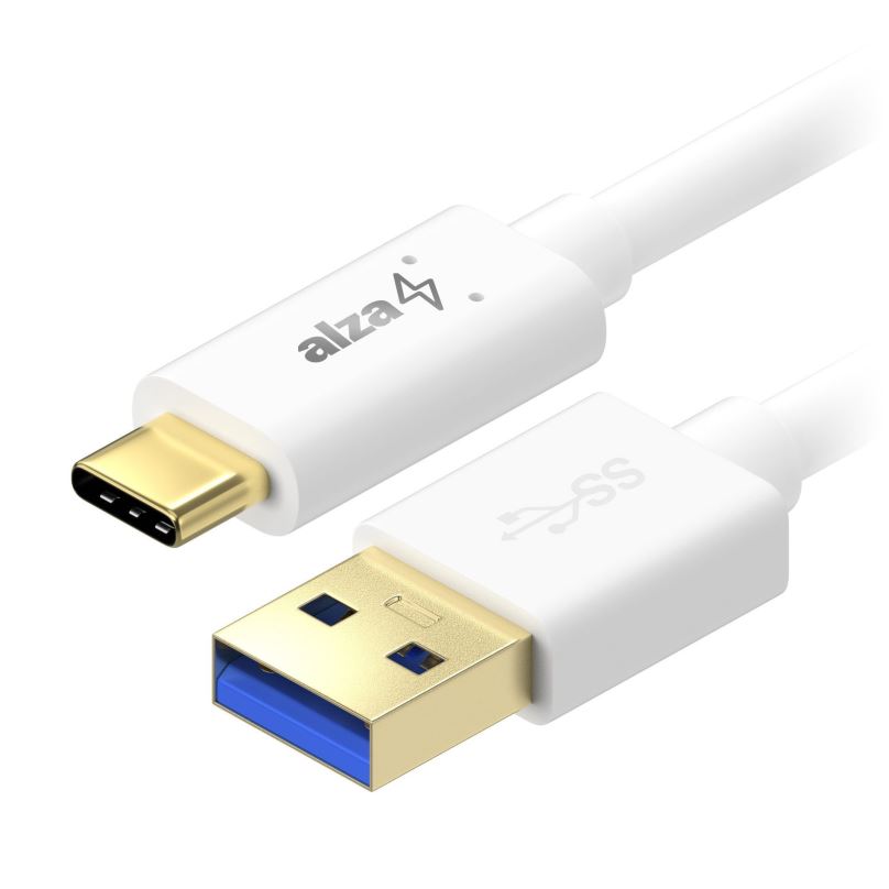 Datový kabel AlzaPower Core USB-C 3.2 Gen 1, 2m bílý