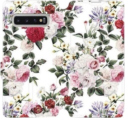 Kryt na mobil Flipové pouzdro na mobil Samsung Galaxy S10 Plus - MD01S Růže na bílé