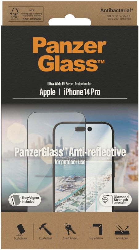 Ochranné sklo PanzerGlass Apple iPhone 14 Pro s Anti-reflexní vrstvou a instalačním rámečkem