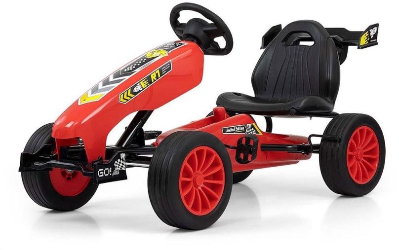 Sportovní odrážedlo Milly Mally Dětská šlapací motokára Go-kart Rocket červená
