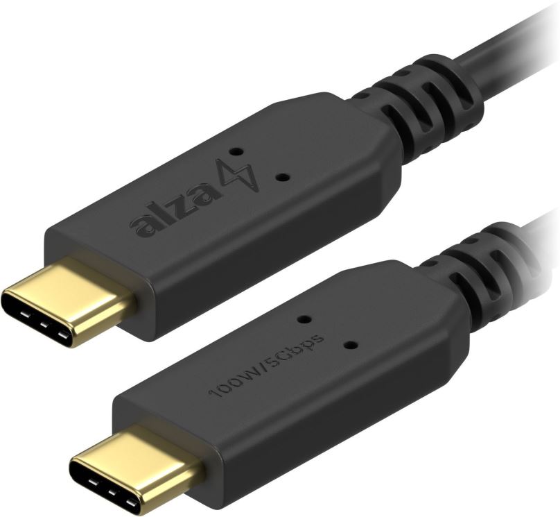 Datový kabel AlzaPower Core USB-C / USB-C 3.2 Gen 1, 5A, 100W, 0.15m černý