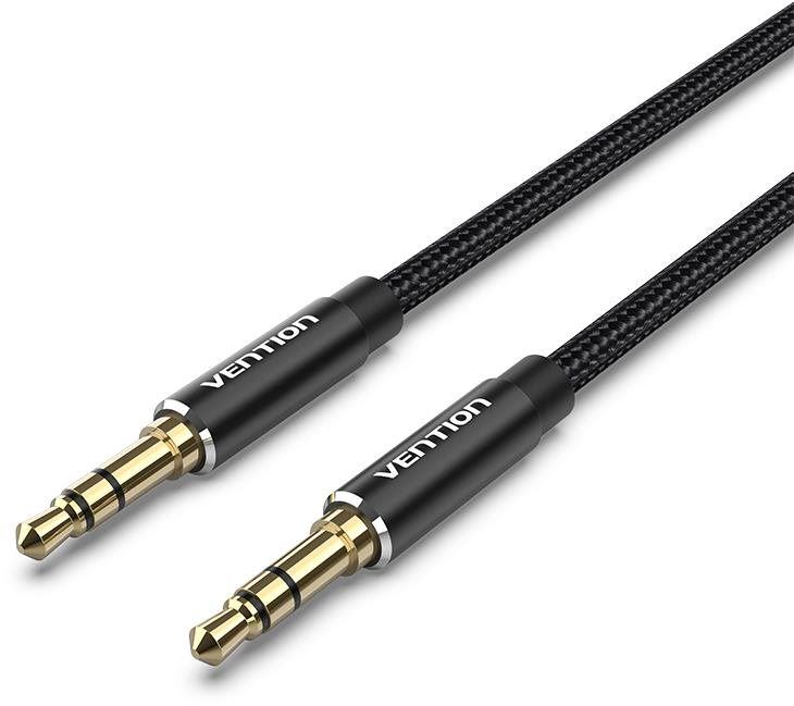 Audio kabel Vention Cotton Braided 3.5mm Male to Male Audio Cable 0.5m Black Aluminum Alloy Type