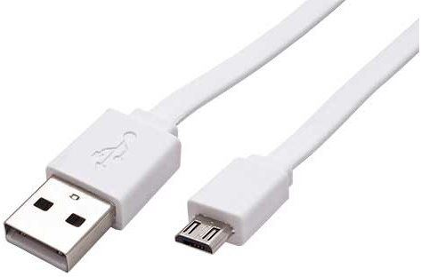 Datový kabel ROLINE USB 2.0 - USB A(M) -> micro USB B(M), 1m, plochý, bílý